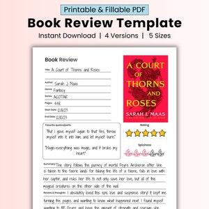 Book Review Template Goodnotes Digital Reading Journal Simple Book