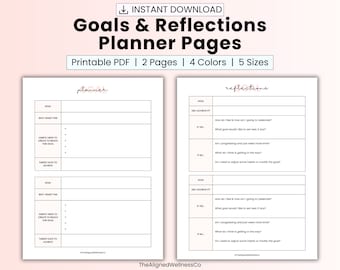 Goal setting planner, Goals self reflection worksheet printable, digital habit planner pdf, goal setting worksheet, monthly goals journal