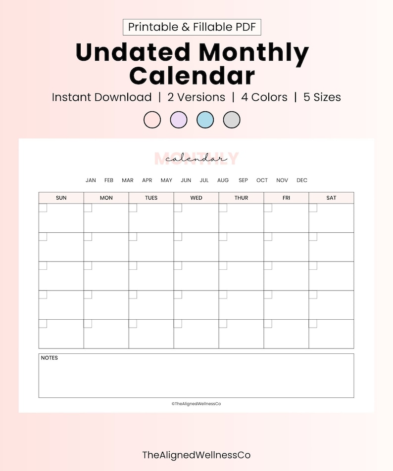 Monthly undated calendar pdf fridge calendar monthly blank calendar