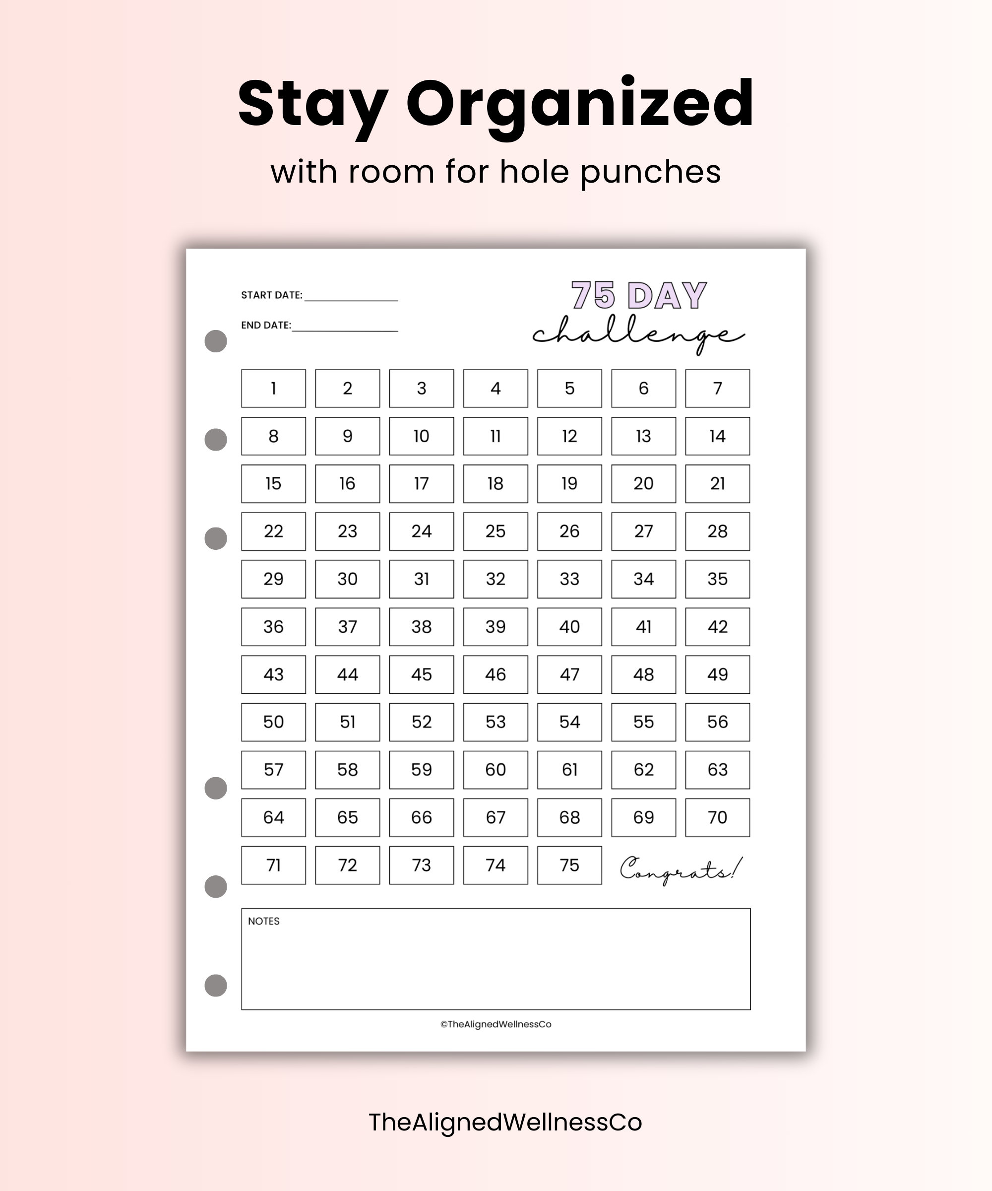 75 Day Hard Challenge Printable 75 Day Daily Countdown Tracker 75 Soft ...