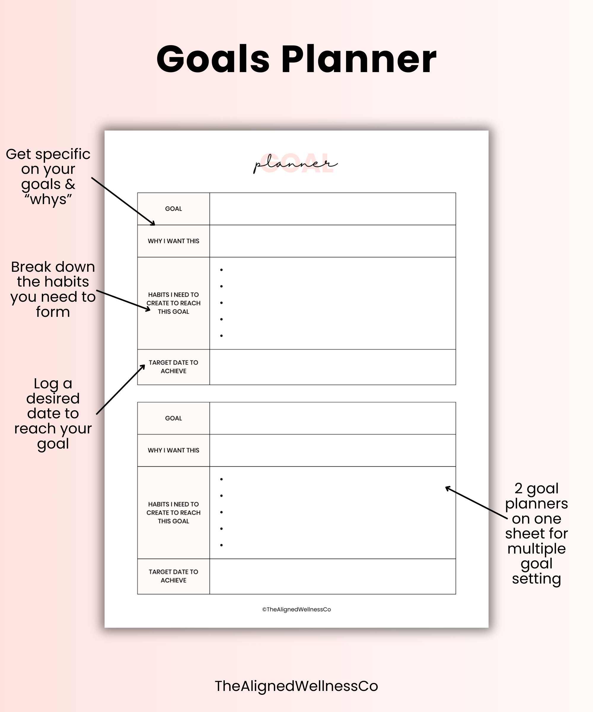 Monthly Goal Setting Worksheet and Goal Reflection Bundle, Digital ...