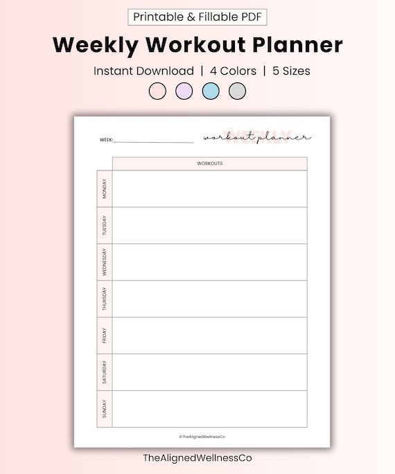 Weekly Workout Planner Pdf, Digital Fitness Planner, Fillable Exercise  Planner, Daily Workout Calendar, Weight Loss Fat Loss Gym Agenda Log - Etsy
