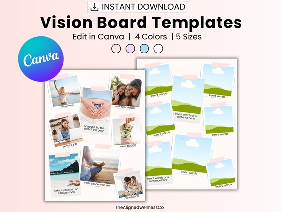 2024 Vision Board Vision Board Template Vision Board Printable Digital Vision  Board Planning Template 