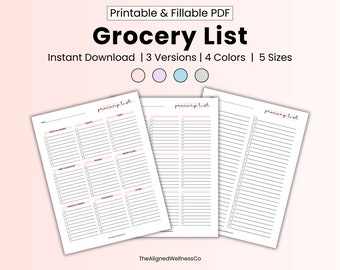 Grocery list digital download, grocery shopping list, digital grocery list, grocery list editable, grocery list printable template planner
