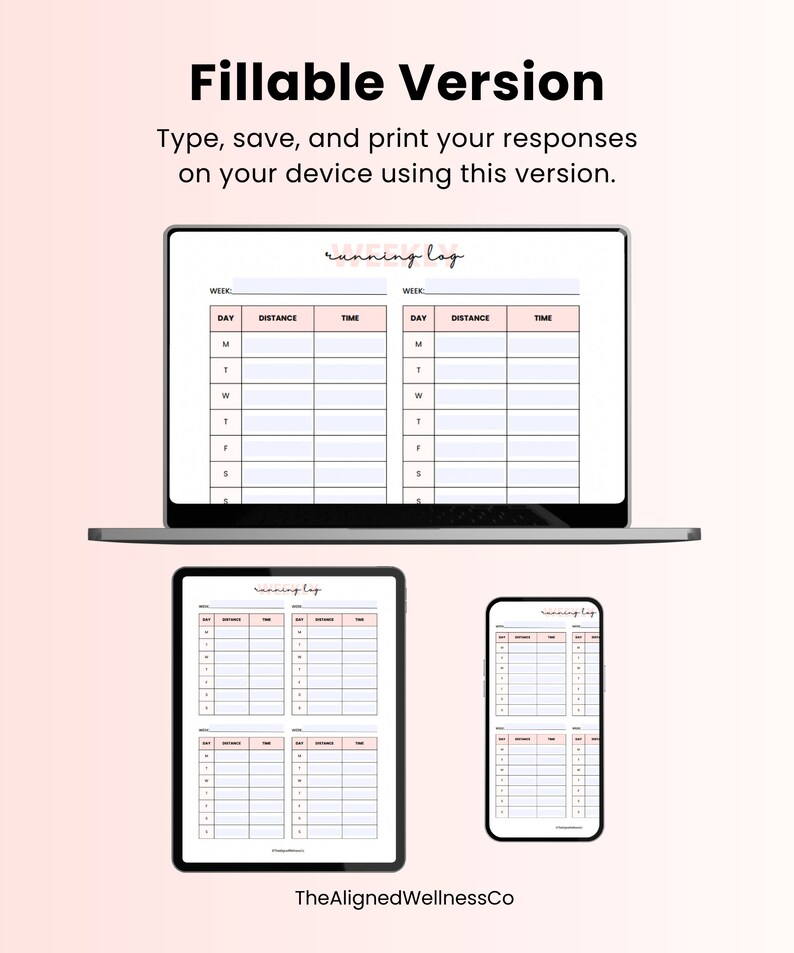 Printable Rweekly Running Log Running Log Printable Digital Template, Daily Monthly Weekly Cardio ...