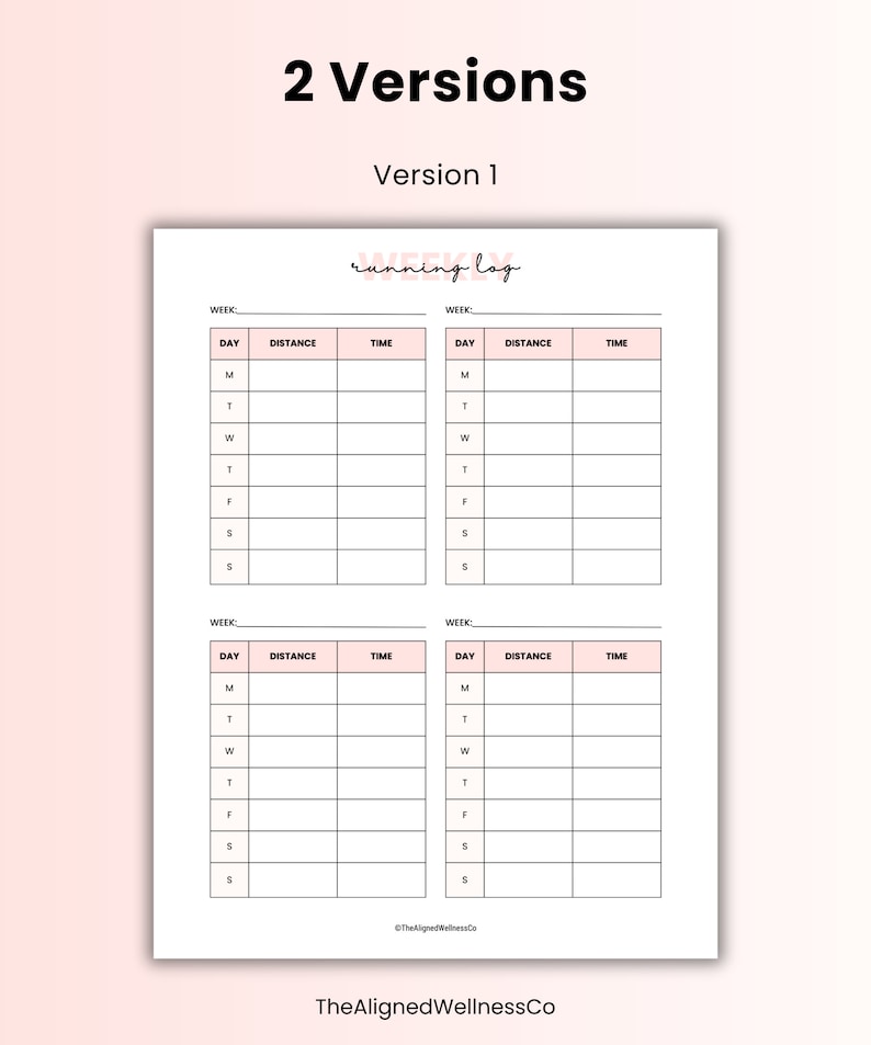 Printable Rweekly Running Log Running Log Printable Digital Template, Daily Monthly Weekly Cardio ...