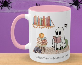 Ghost Reading Books Colored Mugs, Ghost Mug, Reading Mug, Librarian Gifts, Halloween Mug, Gift for Teachers, Gift for Her Him, Halloween