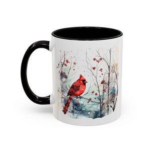Winter Red Cardinal (11 oz or 15 oz) Mug, Christmas Mug, Holiday Mug, Merry and Bright, Christmas Decor, Gift for Her Him, Red Cardinal Mug
