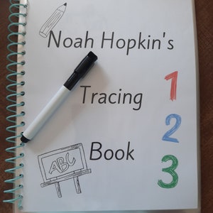 Trocken abwischbares Notizbuch, Namen, Buchstaben, Zahlen, Formen, Linien, Vorschul-Kindergarten