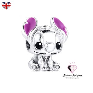 925 Sterling Silver Disney Lilo & Stitch Charm Charm fits Perfectly in European bracelet Gift for Christmas Stocking Filler