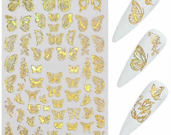 3D vlinder gouden nagelstickers zelfklevende DIY manicure kunst stickerset