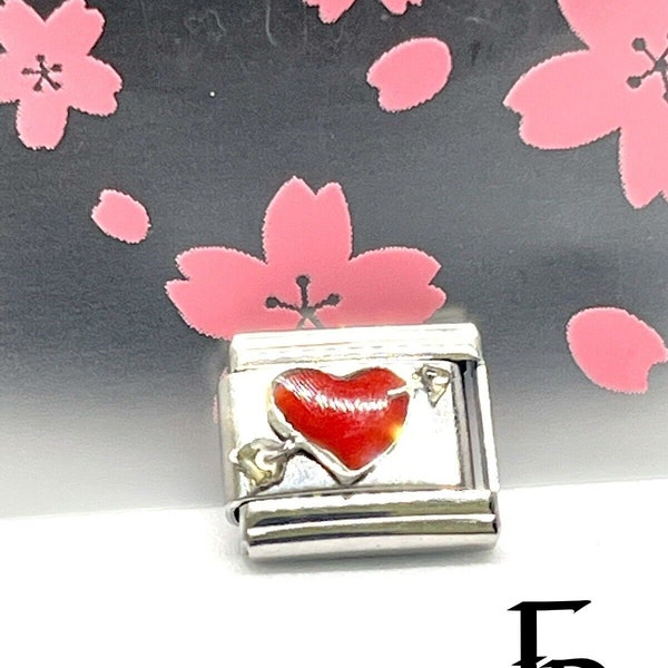 Silver Italian Charm Classic Red LOVE HEART s’adapte à tous les bracelets 9mm Saint Valentin Fête des Mères GF Wife Cadeau pour sa Rose Cupidon