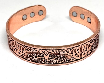 Mens Copper Magnetic Bangle Bracelet Pain Relief Arthritis Health Tree of Life