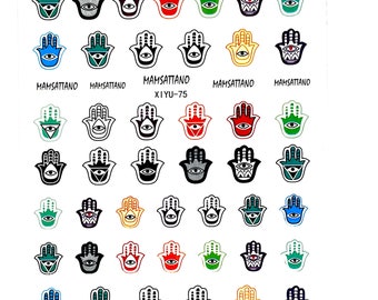 Hamsa Nail art waterglijbaanstickers / stickers - Hand van Hamsa Eye Decals Transfers Gift Craft aanwezig