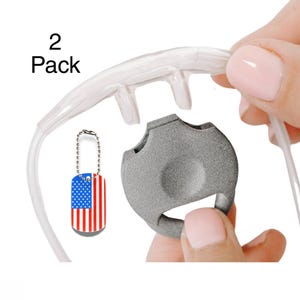 2 Pack Oxygen Nasal Cannula Covers + US Flag Dogtag, Cover Prongs And Hang Oxygen Tubing, Gift for Veteran, Patriotic