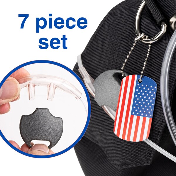 Inogen Portable Oxygen Bag Backpack Decorative Flag Dogtag and Sanitary Cannula Cover and Oxygen Tubing Holder