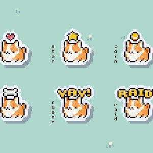 Corgi Twitch Alerts BUNDLE | Pixel Stream Twitch Alert Pack | Cute Pet Raid Stream Overlay | Custom Animated Stream Notification