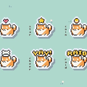 Shiba Inu Dog Twitch Alerts BUNDLE | Pixel Stream Twitch Alert Pack | Cute Pet Raid Stream Overlay | Custom Animated Streaming Notification