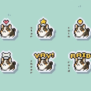 Tricolor Corgi Dog Twitch Alerts BUNDLE | Pixel Stream Twitch Alert Pack | Pet Raid Stream Overlay | Custom Animated Stream Notification