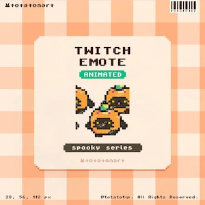 Black Cat Pumpkin Twitch Raid Emote | Cute Pixel Stream Twitch Emotes | Kawaii Fruit Raid Emote for Streamers | Animated Gamer Festive Asset