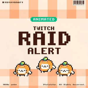 White Cat Pumpkin Twitch Raid Alert | Pixel Halloween Stream Alerts | Cute Pet Raid Stream Overlay | Animated Custom Notification for Gamers