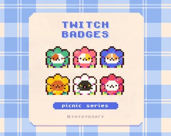 Katzen Blume Twitch Badges, süßes Twitch Sub Badge, Pixel Bit Badges für Twitch, Plant Streaming Ressourcen, Kawaii Kätzchen Badges für Streamer