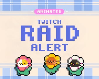 Flower Cat Twitch Raid Alert, Cute Pixel Stream Twitch Alerts, Kawaii Plant Raid Overlay for Streamers, Animated Gamer Streaming Assets