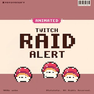 Mushroom Twitch Raid Alert | Cute Pixel Forest Stream Overlay | Kawaii Cozy Alert Notification for Fall | Animated Cottage Assets for Gamers