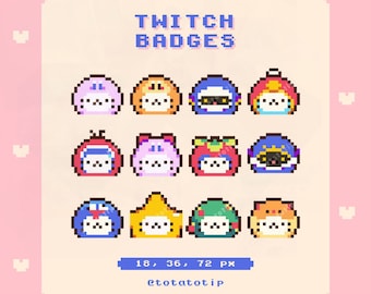 Cat Monster Twitch Badges, Cute Twitch Sub Badge, Pixel Game Badges for Twitch, Gamer Streaming Assets, Kawaii Kitten Badges for Streamers