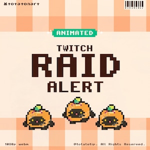Black Cat Pumpkin Twitch Raid Alert | Pixel Halloween Stream Alerts | Cute Pet Raid Stream Overlay | Animated Custom Notification for Gamers