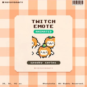 Cat Pumpkin Twitch Raid Emote | Cute Halloween Stream Twitch Emotes | Kawaii Fruit Raid Emote for Streamers | Animated Gamer Festive Assets