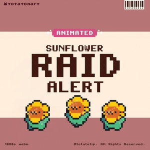 Sunflower Twitch Raid Alert | Cute Pixel Flower Stream Overlay | Kawaii Plant Alert Notification for Fall | Animated Cottagecore Gamer Asset