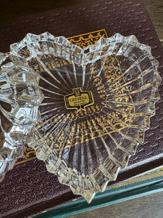 Vintage Zajecar Heart Crystal Trinket Box | Made … - image 4