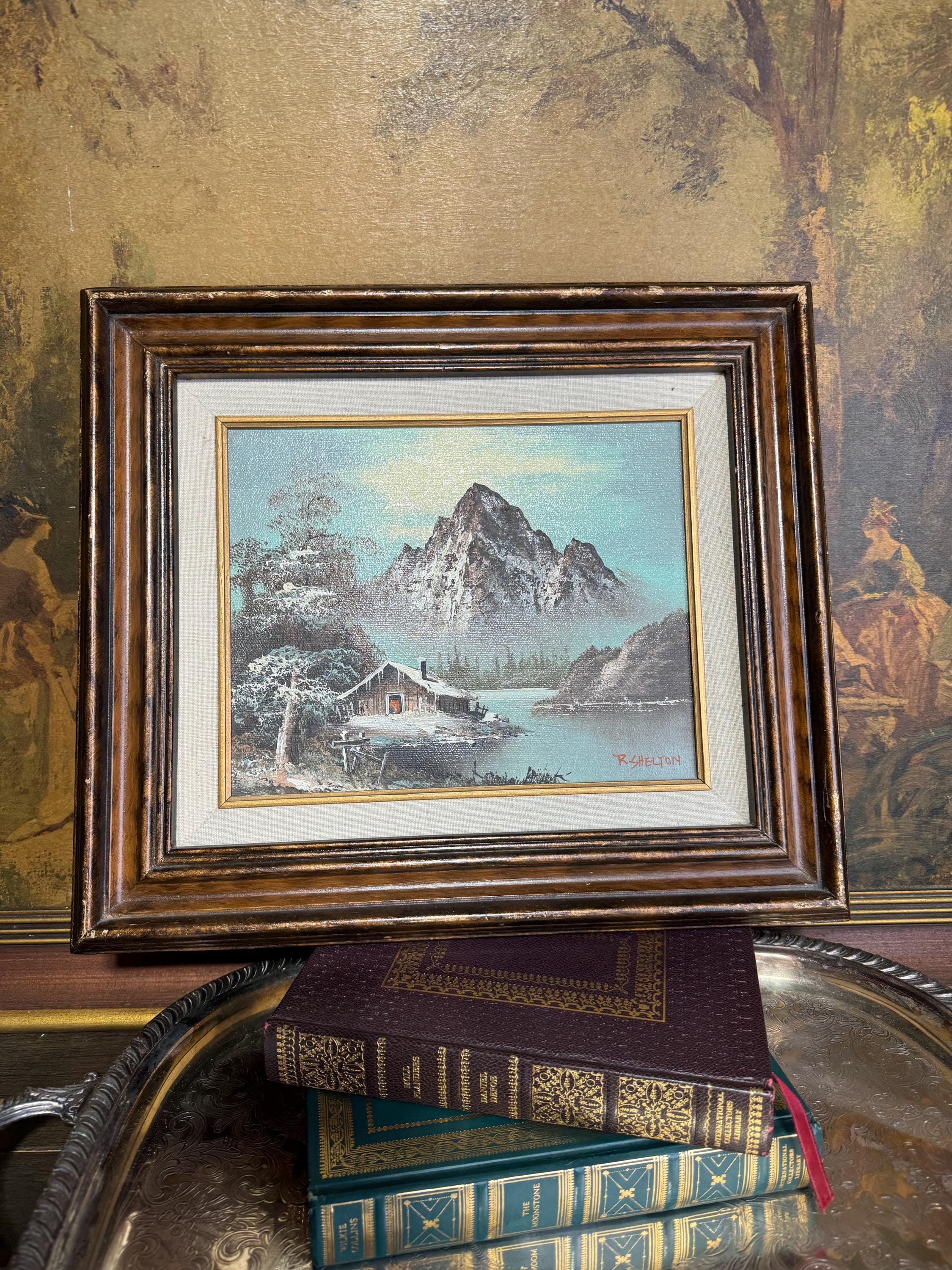 Vintage R. Shelton Winter Oil Painting: Framed Mountain Scene - Etsy