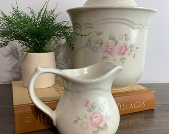 Vintage Pfaltzgraff Tea Rose Canister And Cream Pitcher | Circa 1985