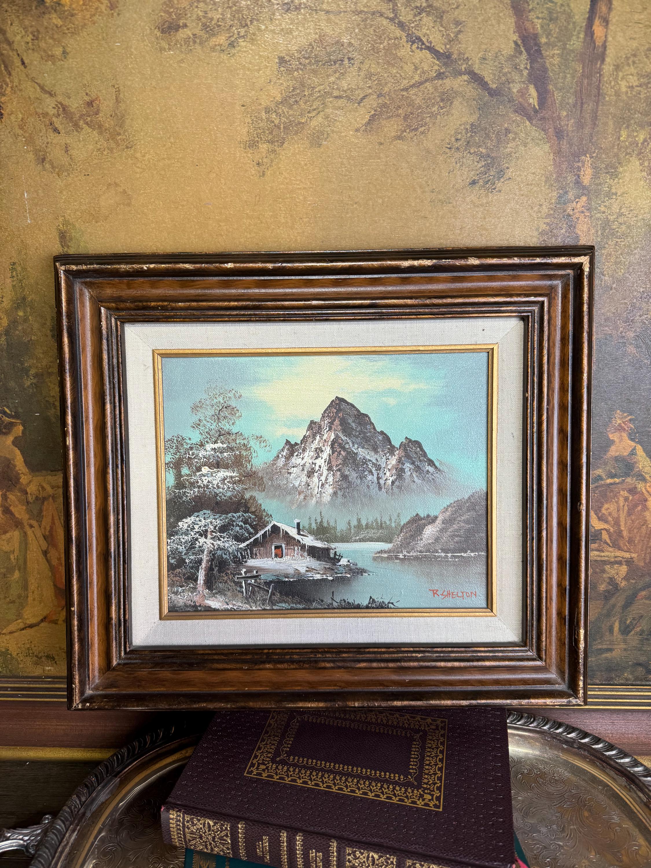 Vintage R. Shelton Winter Oil Painting: Framed Mountain Scene - Etsy