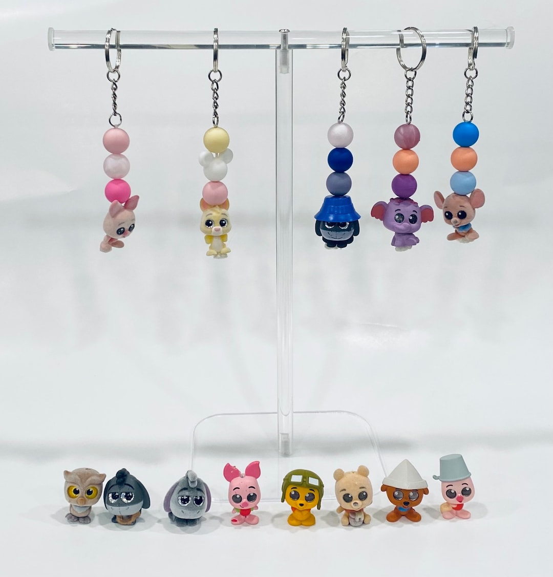 Winnie the Pooh Keychains, Pooh Bear, Piglet, Rabbit, Eeyore, Roo, Owl, Lumpy, Hunny