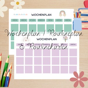 Cartões de rotina para crianças Montessori, plano diário de rotina matinal e noturna, planejador semanal para crianças do jardim de infância e da escola, planejador de rotina PDF