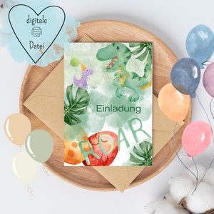 Einladungskarte Dinos - Kindergeburtstag