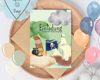 Pirate-themed invitation card - children's birthday party