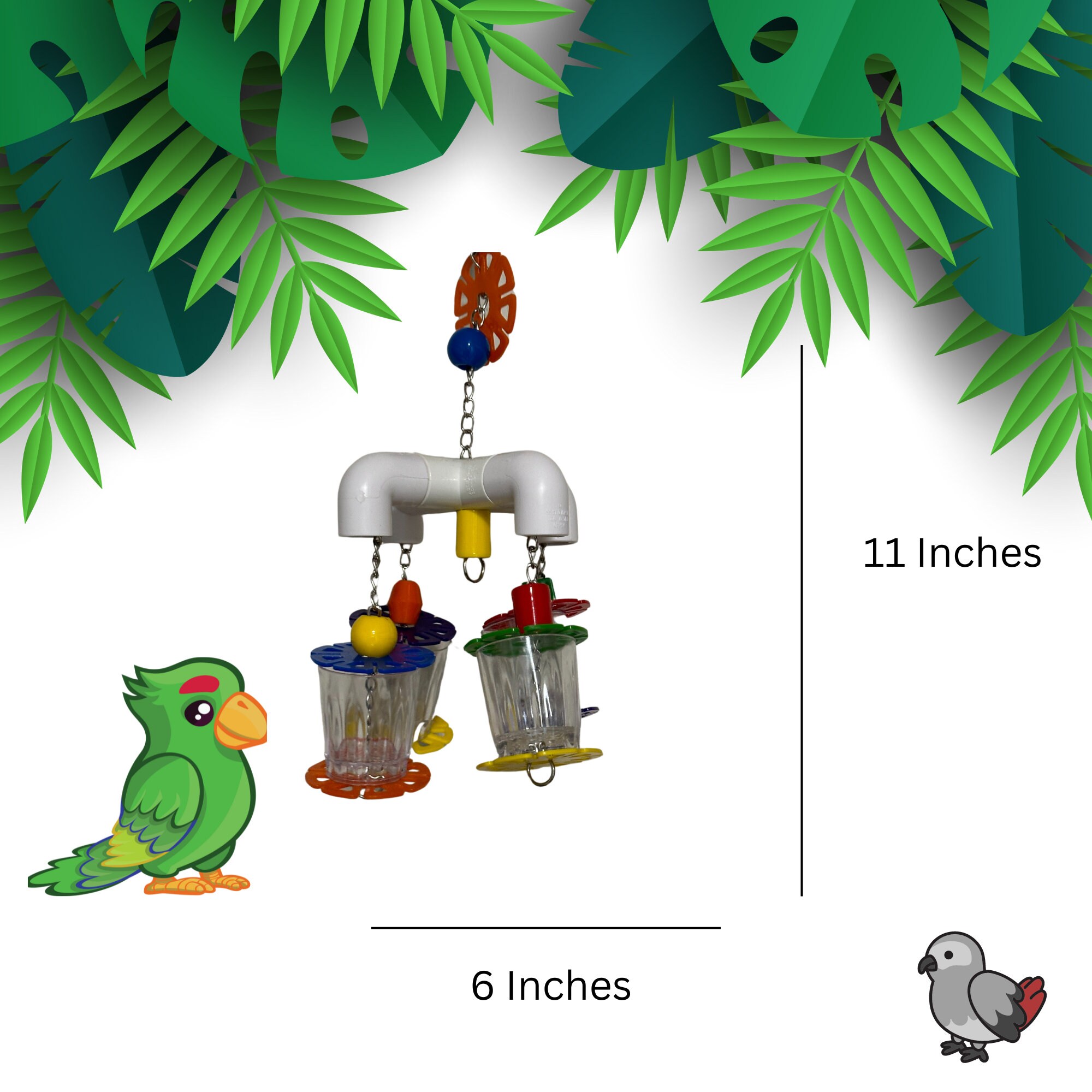 Parrot PVC Foraging Toy With 4 Cups for African Greys, Ringnecks