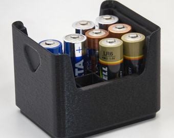 Caja de batería para pilas AA / apilable para ahorrar espacio, contiene 12 pilas AA, fácil acceso