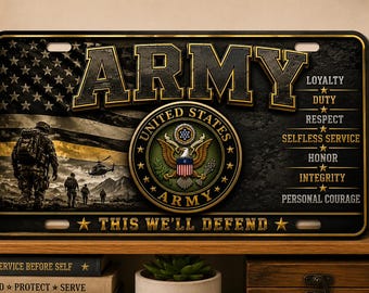 U.S. Army Aluminum License Plate – This We'll Defend 0006