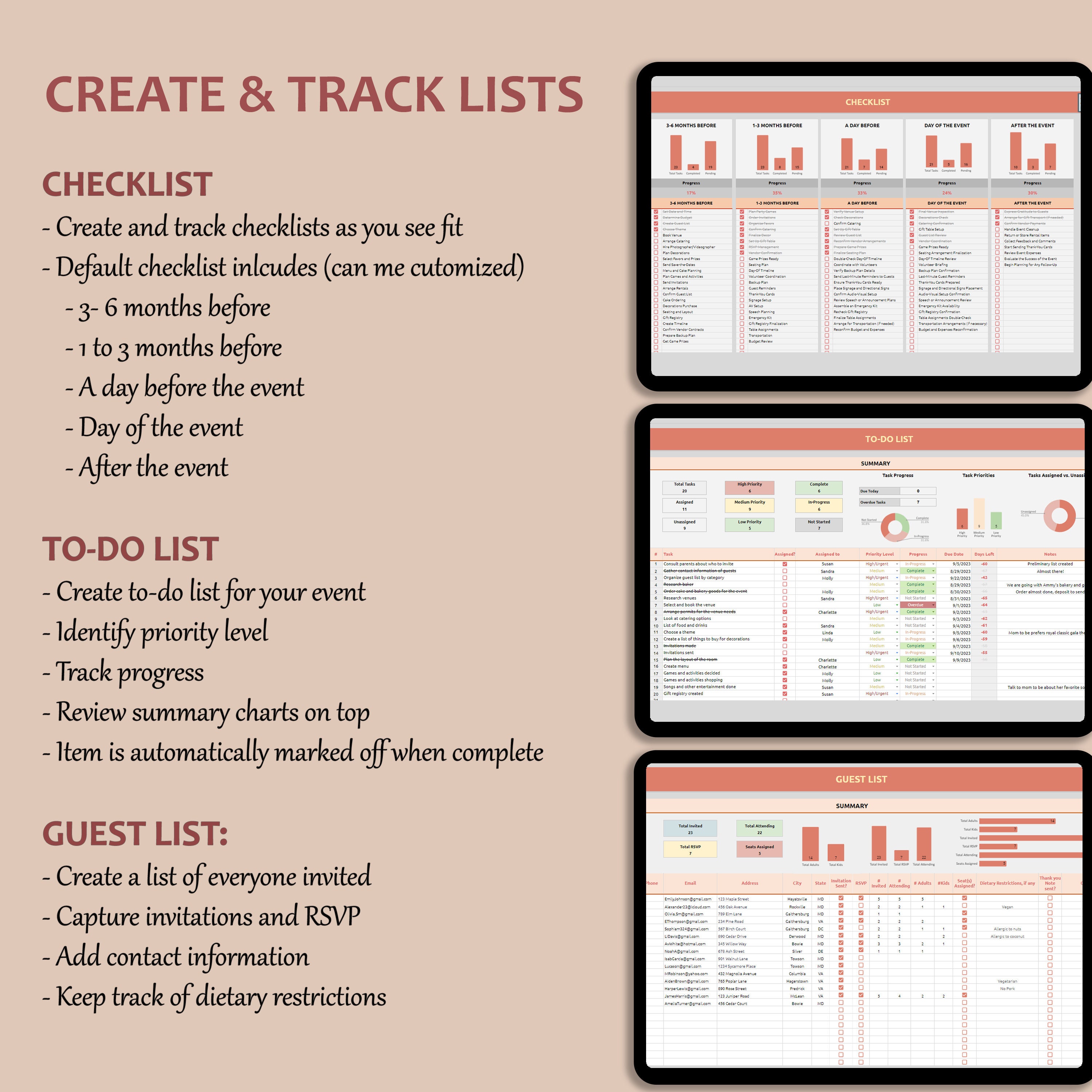 Google Sheets Event Planner Template Excel Digital Event Planner ...