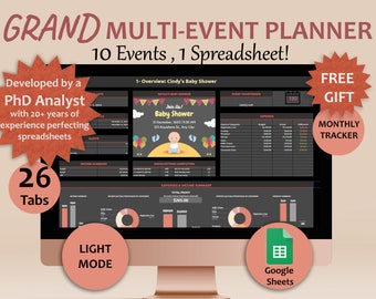 Event Planner template Google sheets Multi Events template Digital Event Planner Spreadsheet Event Party Budget Tracker Multi Events Planner