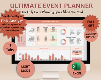 Excel Ultimate Event Planner template Digital Event Planner Spreadsheet Event Party Budget Tracker