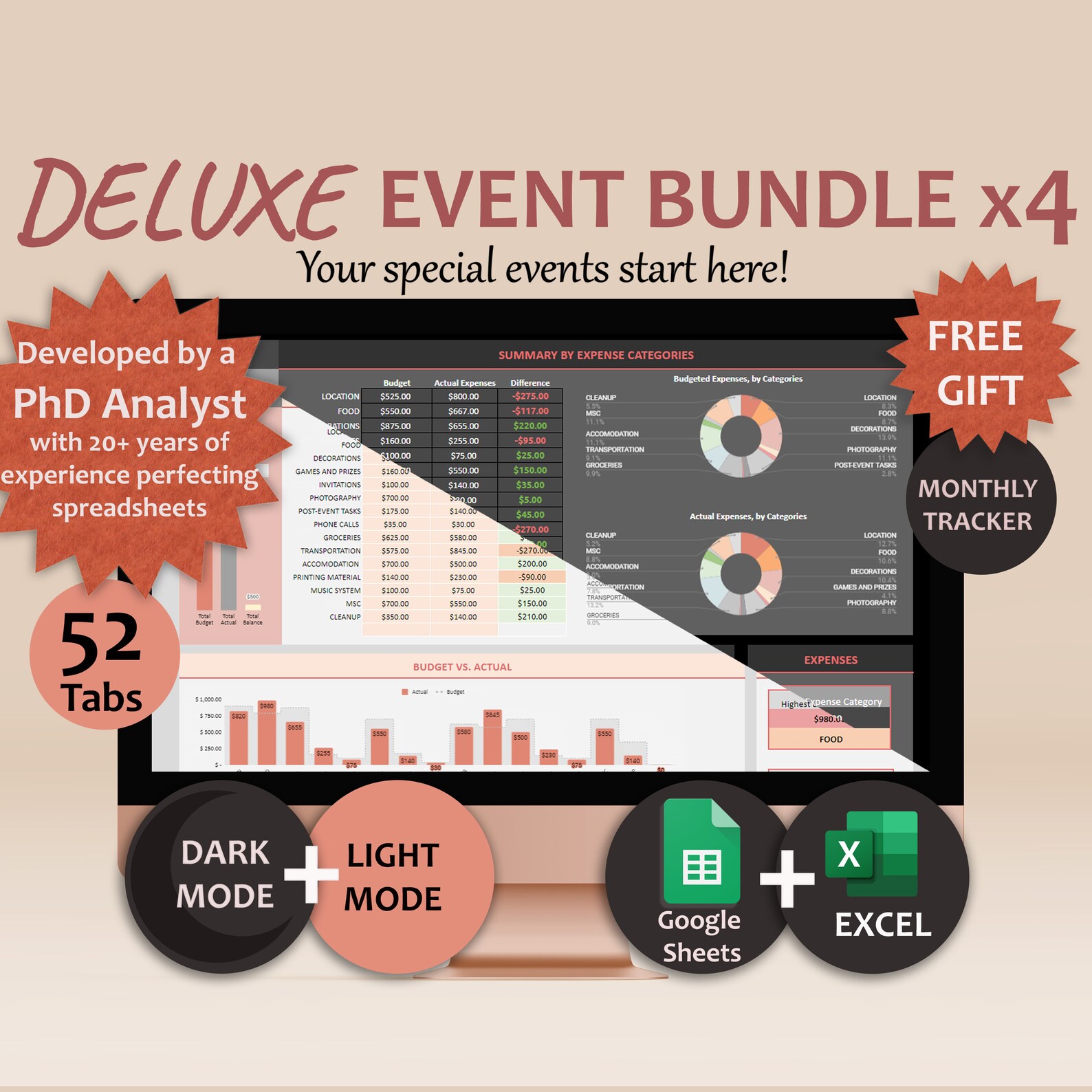 Excel Ultimate Event Planner Bundle Google Sheets Template Digital ...