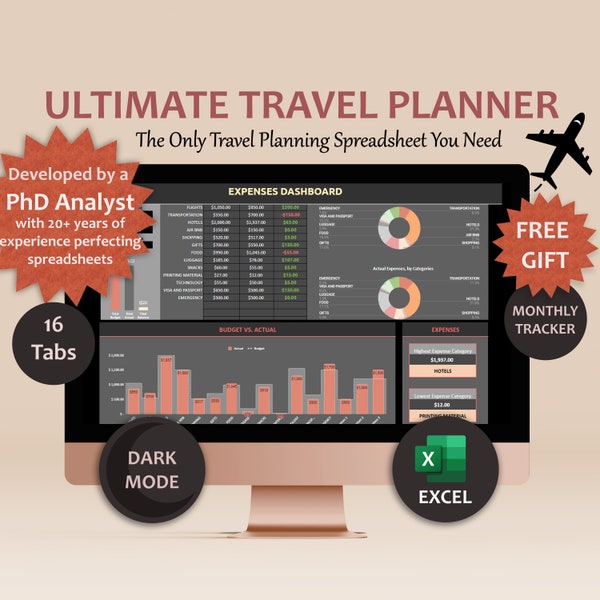 Excel Template Travel Planner - Etsy