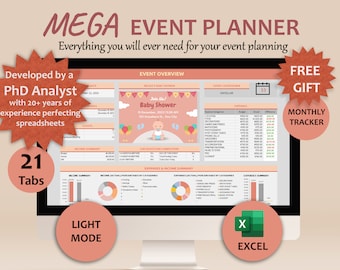 Excel Event Planner template Excel Digital Event Planner Spreadsheet Event Party Budget Tracker