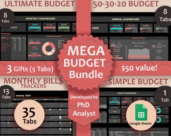 BUNDLE Annual Budget spreadsheet 50-30-20 Budget Spreadsheet Budget Template Simple Monthly Paycheck Budget Monthly bills tracker